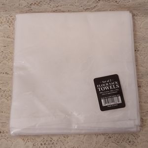 Two Flour Sack Towels Plain White Dishtowels New in Package